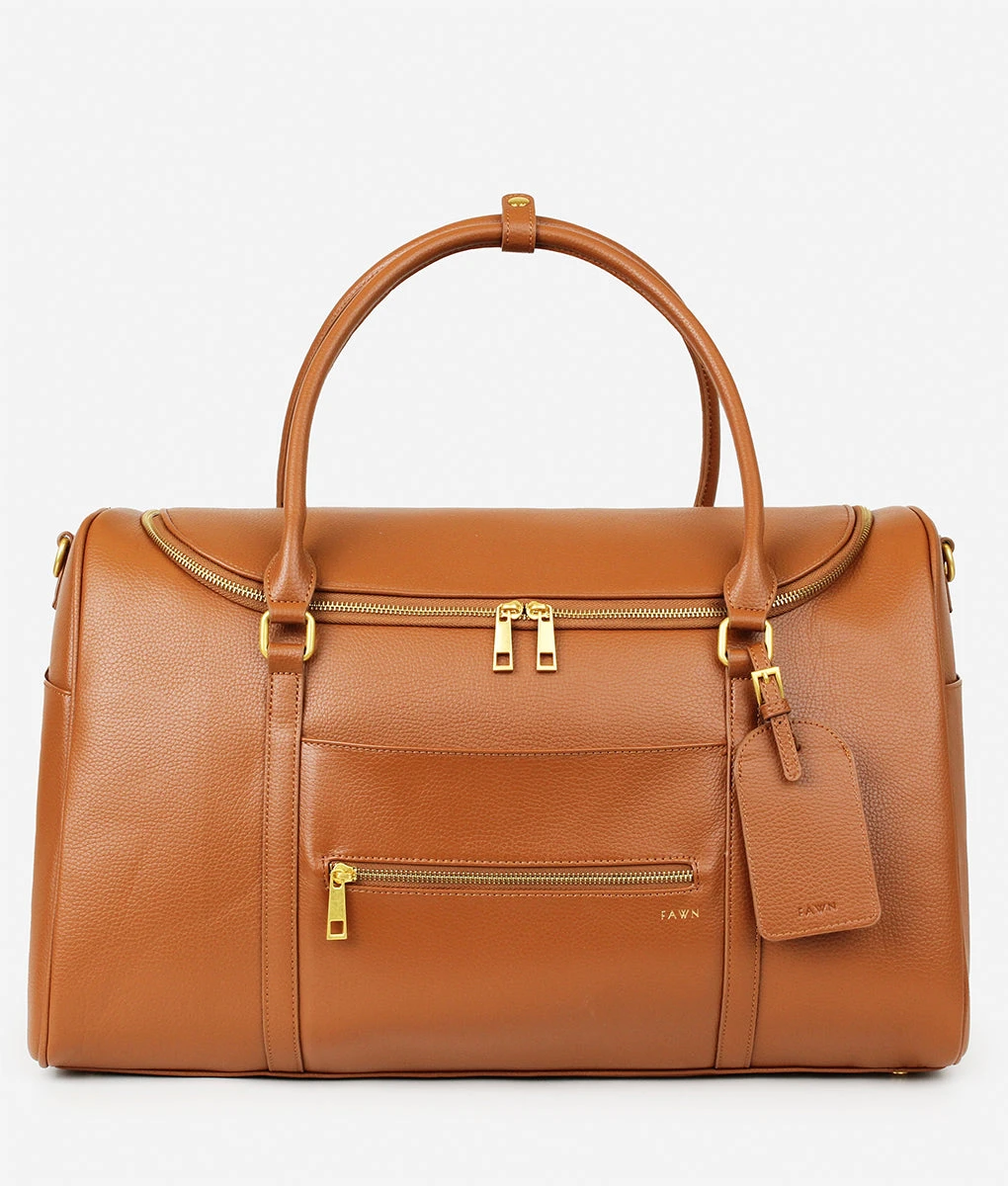 Premium Brown Pebbled Leather Weekender Bag - Large Travel & Hospital Duffel 7 Premium Brown Pebbled Leather Weekender Bag - Large Travel & Hospital Duffel - Image 5