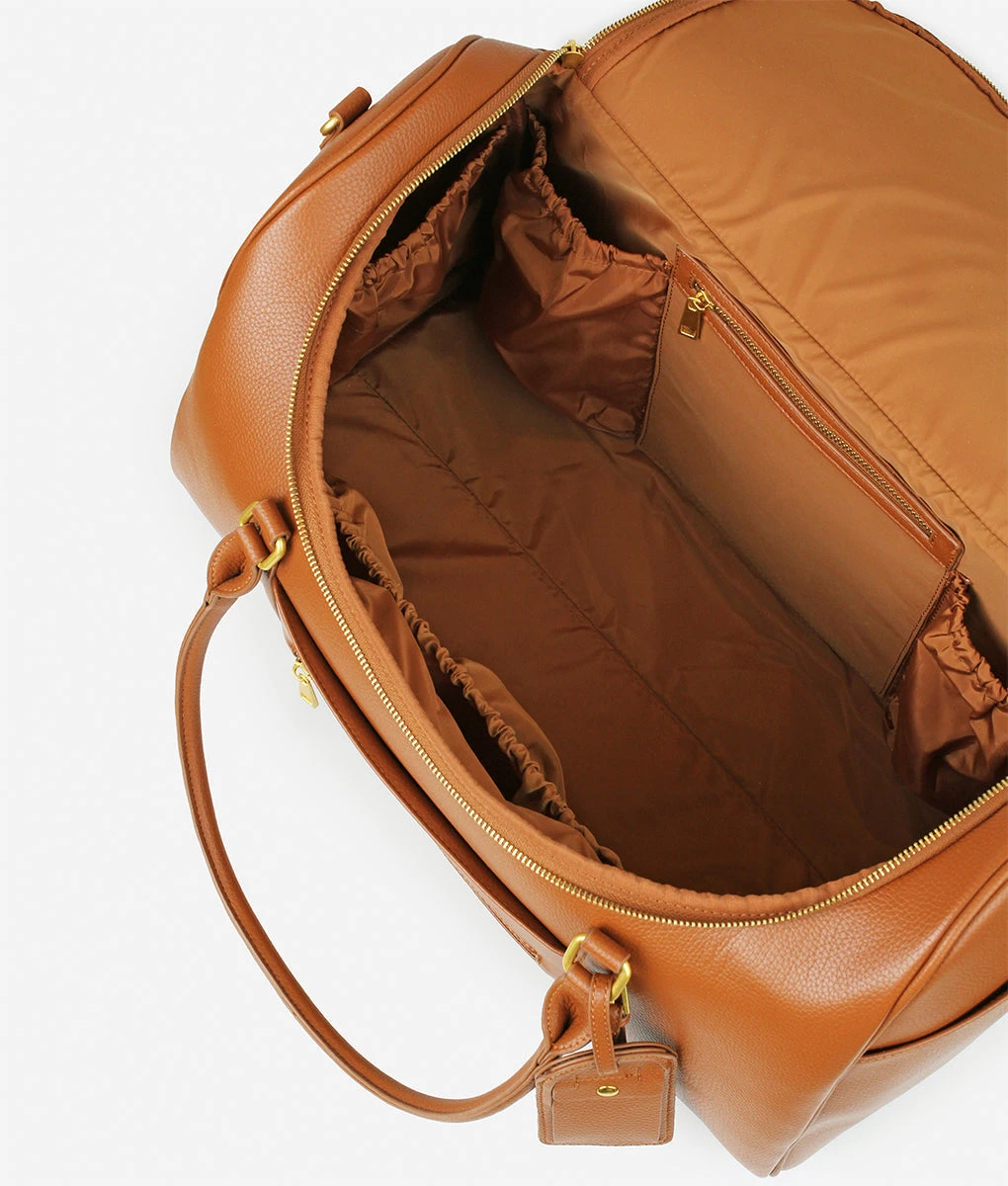 Premium Brown Pebbled Leather Weekender Bag - Large Travel & Hospital Duffel 10 Premium Brown Pebbled Leather Weekender Bag - Large Travel & Hospital Duffel - Image 8