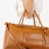 Premium Brown Pebbled Leather Weekender Bag - Large Travel & Hospital Duffel 2 Premium Brown Pebbled Leather Weekender Bag - Large Travel & Hospital Duffel -ROOLEE FASHION SHOP Fawn Weekender Brown 8