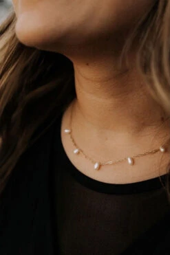 Adelaide Freshwater Pearl and Gold Vermeil Paperclip Necklace