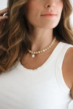 Handcrafted Yellow Calcite and Square Freshwater Pearl Pendant 16 Handcrafted Yellow Calcite and Square Freshwater Pearl Pendant -ROOLEE FASHION SHOP IMG 0204