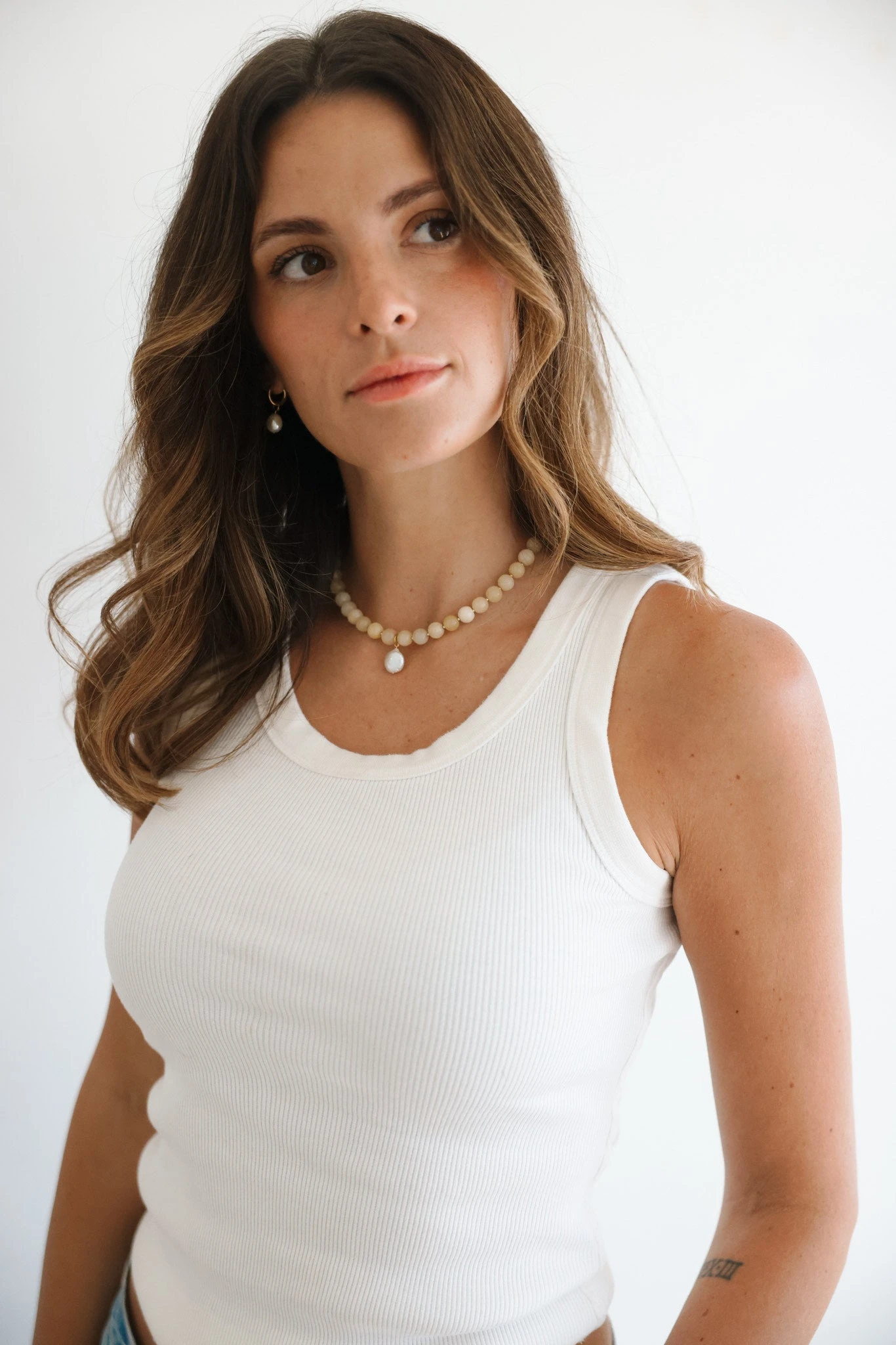 Handcrafted Yellow Calcite and Square Freshwater Pearl Pendant 7 Handcrafted Yellow Calcite and Square Freshwater Pearl Pendant - Image 5