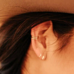 Gold Filled Double Band Ear Cuff - Adjustable No-Piercing Jewelry