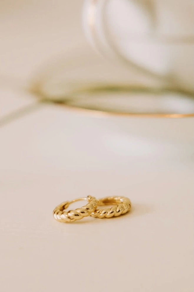 Gold Vermeil Twist Hoop Earrings - Hypoallergenic Brooklyn Hoops 5 Gold Vermeil Twist Hoop Earrings - Hypoallergenic Brooklyn Hoops - Image 3