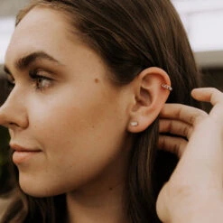 Baguette Diamond Stud Earrings - Hypoallergenic Gold & Silver -ROOLEE FASHION SHOP IMG 1734