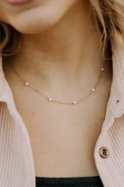 Malibu Pearl Necklace - Dainty Genuine Freshwater Pearls in Gold Vermeil