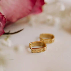 Reversible Gold Vermeil Hoop Earrings - 2-in-1 Checkered & Daisy Style 18 Reversible Gold Vermeil Hoop Earrings - 2-in-1 Checkered & Daisy Style -ROOLEE FASHION SHOP IMG 4003