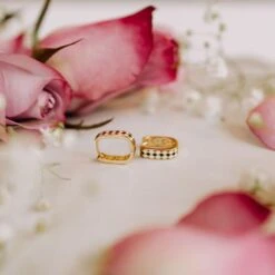 Reversible Gold Vermeil Hoop Earrings - 2-in-1 Checkered & Daisy Style 22 Reversible Gold Vermeil Hoop Earrings - 2-in-1 Checkered & Daisy Style -ROOLEE FASHION SHOP IMG 4014