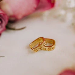 Reversible Gold Vermeil Hoop Earrings - 2-in-1 Checkered & Daisy Style 21 Reversible Gold Vermeil Hoop Earrings - 2-in-1 Checkered & Daisy Style -ROOLEE FASHION SHOP IMG 4029