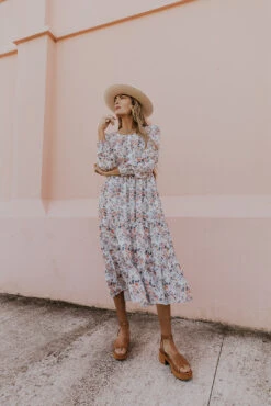 Floral Tiered Maxi Dress with Smocked Cuffs and Pearl Buttons 13 Floral Tiered Maxi Dress with Smocked Cuffs and Pearl Buttons -ROOLEE FASHION SHOP IMG 4325