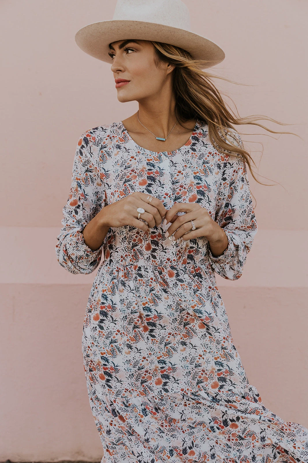 Floral Tiered Maxi Dress with Smocked Cuffs and Pearl Buttons 4 Floral Tiered Maxi Dress with Smocked Cuffs and Pearl Buttons - Image 2