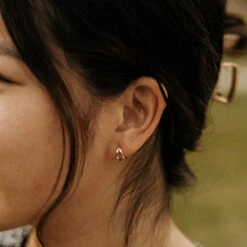 Sterling Silver Double Band Hoop Earrings - Hypoallergenic Huggies