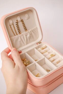 Compact Peach Jewelry Travel Case with Removable Dividers 15 Compact Peach Jewelry Travel Case with Removable Dividers -ROOLEE FASHION SHOP IMG 4871