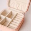 Compact Peach Jewelry Travel Case with Removable Dividers