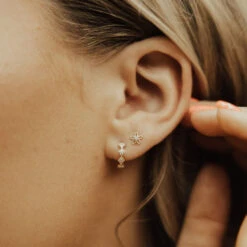 Dainty Diamond Huggie Hoops | Alice Minimalist Earrings -ROOLEE FASHION SHOP IMG 5074