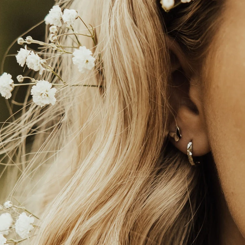 Sydney Hammered Hoop Earrings - Hypoallergenic Gold & Silver 12 Sydney Hammered Hoop Earrings - Hypoallergenic Gold & Silver - Image 10