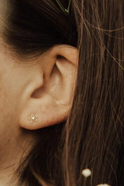 Gold Vermeil Dainty Flower Mini Stud Earrings for Sensitive Ears