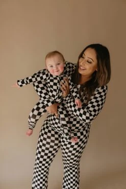 Premium Black Checker Bamboo Zip Pajamas - Convertible Baby Sleeper 15 Premium Black Checker Bamboo Zip Pajamas - Convertible Baby Sleeper -ROOLEE FASHION SHOP IMG 83513
