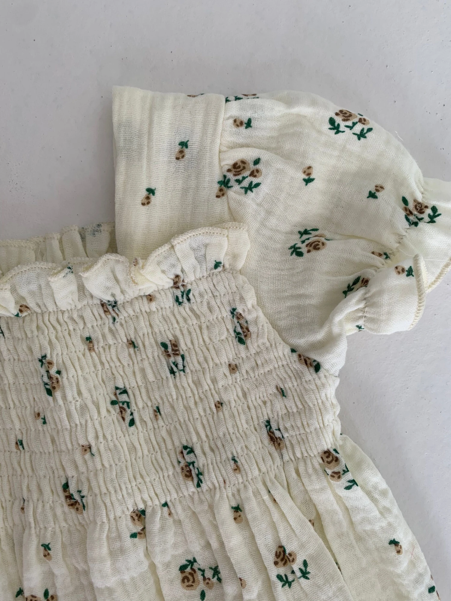 Garden Days Ivory Floral Muslin Baby Romper 8 Garden Days Ivory Floral Muslin Baby Romper - Image 6