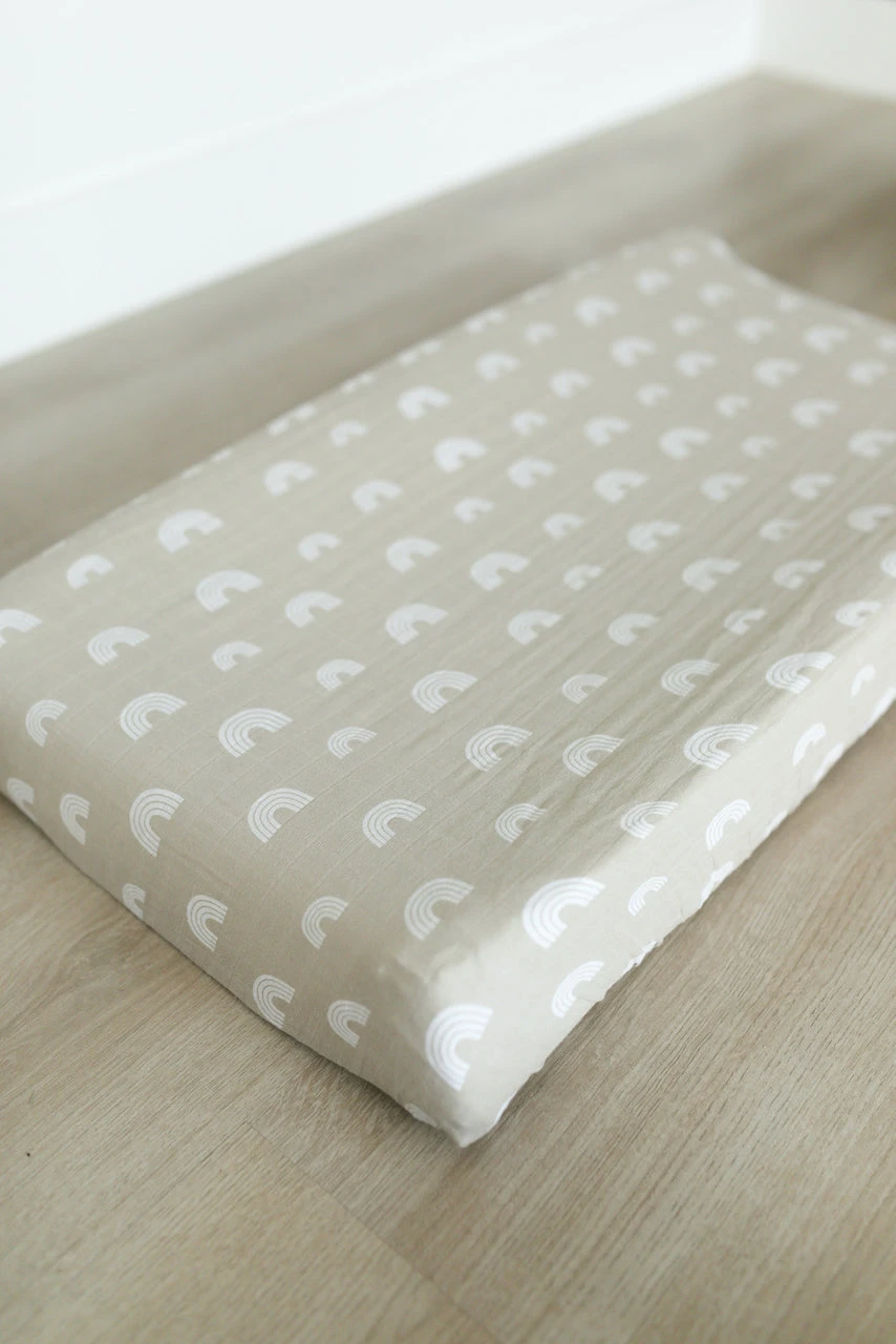 Sand Rainbow 100% Cotton Muslin Crib Sheet for Standard Mattresses 5 Sand Rainbow 100% Cotton Muslin Crib Sheet for Standard Mattresses - Image 3