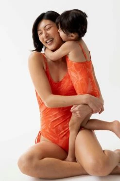 UPF 50 One Piece Swimsuit - Women's Carmine Tied Adjustable Swimwear -ROOLEE FASHION SHOP MOP71GirlsSkinnyStrapOnePiece Carmine2 aca312c4 88da 4653 918d 96df4426acbb