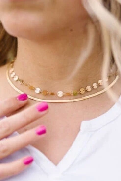 18k Gold Filled Herringbone Necklace - Tarnish Resistant 3mm Chain -ROOLEE FASHION SHOP MaryHorneNelson Mauve 31 97d5eee7 bfec 429d af93 a9c4c460cf3c