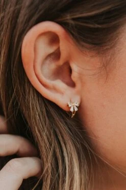 Gold Vermeil Bow Hoop Earrings - Hypoallergenic Dainty 10mm Hoops