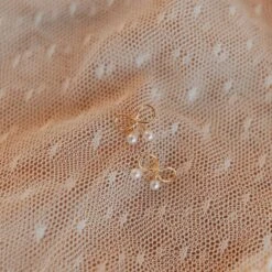 Pearl and Gold Bow Stud Earrings - Dainty Hypoallergenic Jewelry -ROOLEE FASHION SHOP Mauve 131