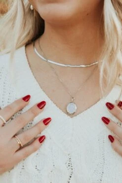 Reversible Pearlescent Locket Necklace - Gold Filled & Sterling Silver -ROOLEE FASHION SHOP Mauve 148 2f83d7c8 2342 4650 826c 0e81b4a287ea