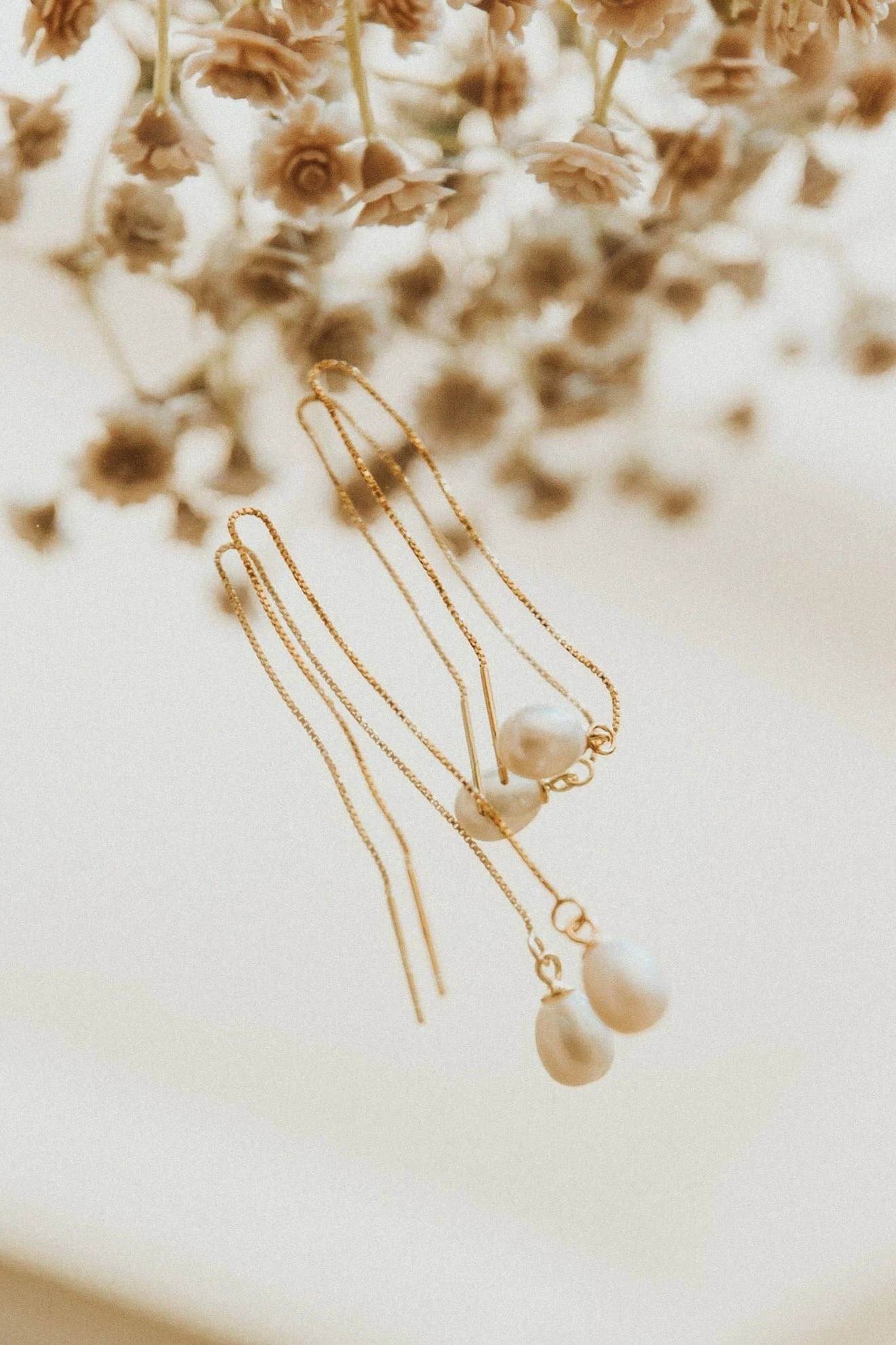 Gold Pearl Threader Earrings - Tarnish Resistant Gold Vermeil Jewelry 7 Gold Pearl Threader Earrings - Tarnish Resistant Gold Vermeil Jewelry - Image 5