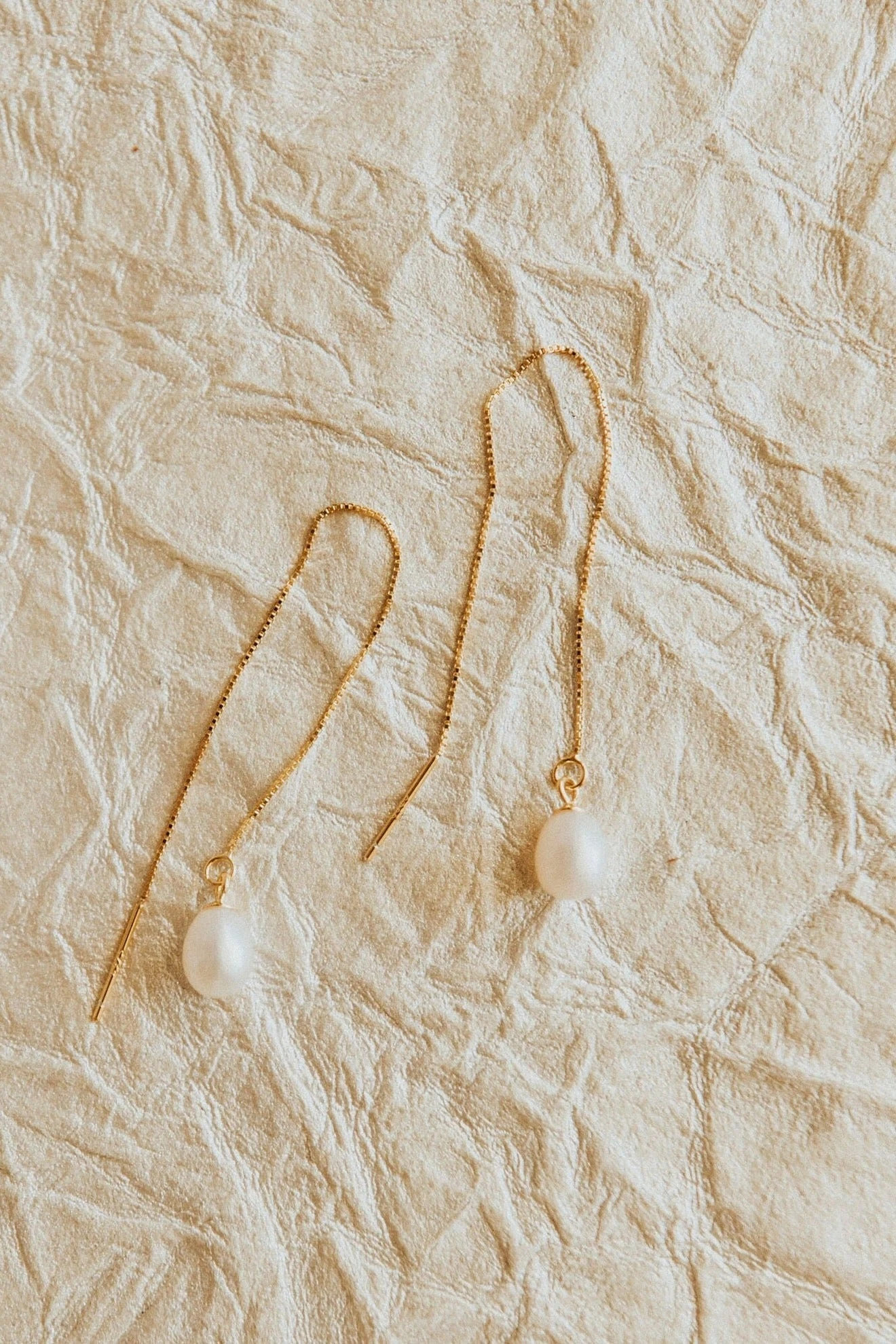 Gold Pearl Threader Earrings - Tarnish Resistant Gold Vermeil Jewelry 4 Gold Pearl Threader Earrings - Tarnish Resistant Gold Vermeil Jewelry - Image 2