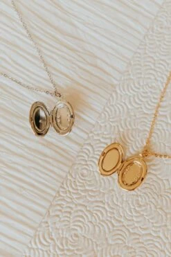 Reversible Pearlescent Locket Necklace - Gold Filled & Sterling Silver -ROOLEE FASHION SHOP Mauve 234 90b280a6 f465 4af0 93f6 43f0f88a3a27