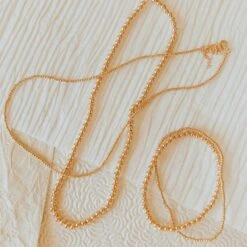 Gold Filled Bead Necklace - Staci Minimalist Adjustable Jewelry -ROOLEE FASHION SHOP Mauve 236 42f807c7 3767 4a11 9707 e6b9ddfc799a