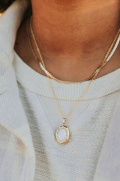 Reversible Pearlescent Locket Necklace - Gold Filled & Sterling Silver -ROOLEE FASHION SHOP Mauve 31 fc63c056 31ad 4ac1 889d 3f4e4b1c5651