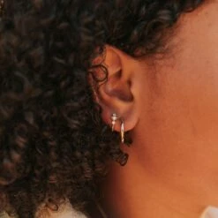 Alexandria Diamond And Pearl Hoops -ROOLEE FASHION SHOP Mauve 49