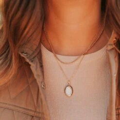 Gold Filled Bead Necklace - Staci Minimalist Adjustable Jewelry -ROOLEE FASHION SHOP Mauve 67