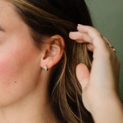 Dainty Noelle Turquoise Hoop Earrings - Tarnish Resistant & Hypoallergenic 9 Dainty Noelle Turquoise Hoop Earrings - Tarnish Resistant & Hypoallergenic -ROOLEE FASHION SHOP Mauve0003