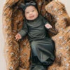 Charcoal Bamboo Baby Knot Gown - Soft & Adjustable Newborn Sleeper 2 Charcoal Bamboo Baby Knot Gown - Soft & Adjustable Newborn Sleeper -ROOLEE FASHION SHOP Mebie27 websize 4