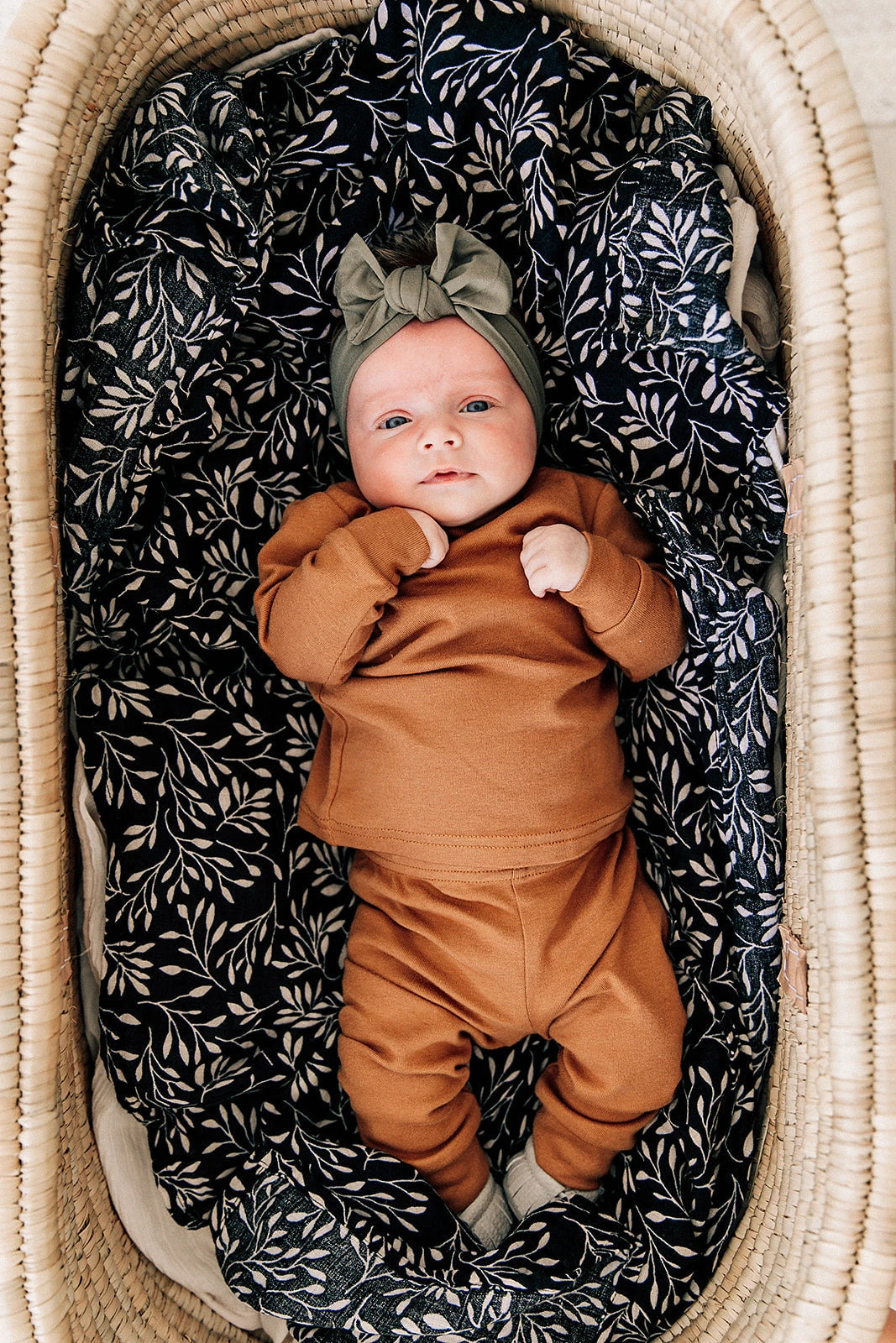 Premium Olive Bamboo Head Wrap for Newborns & Infants 4 Premium Olive Bamboo Head Wrap for Newborns & Infants - Image 2