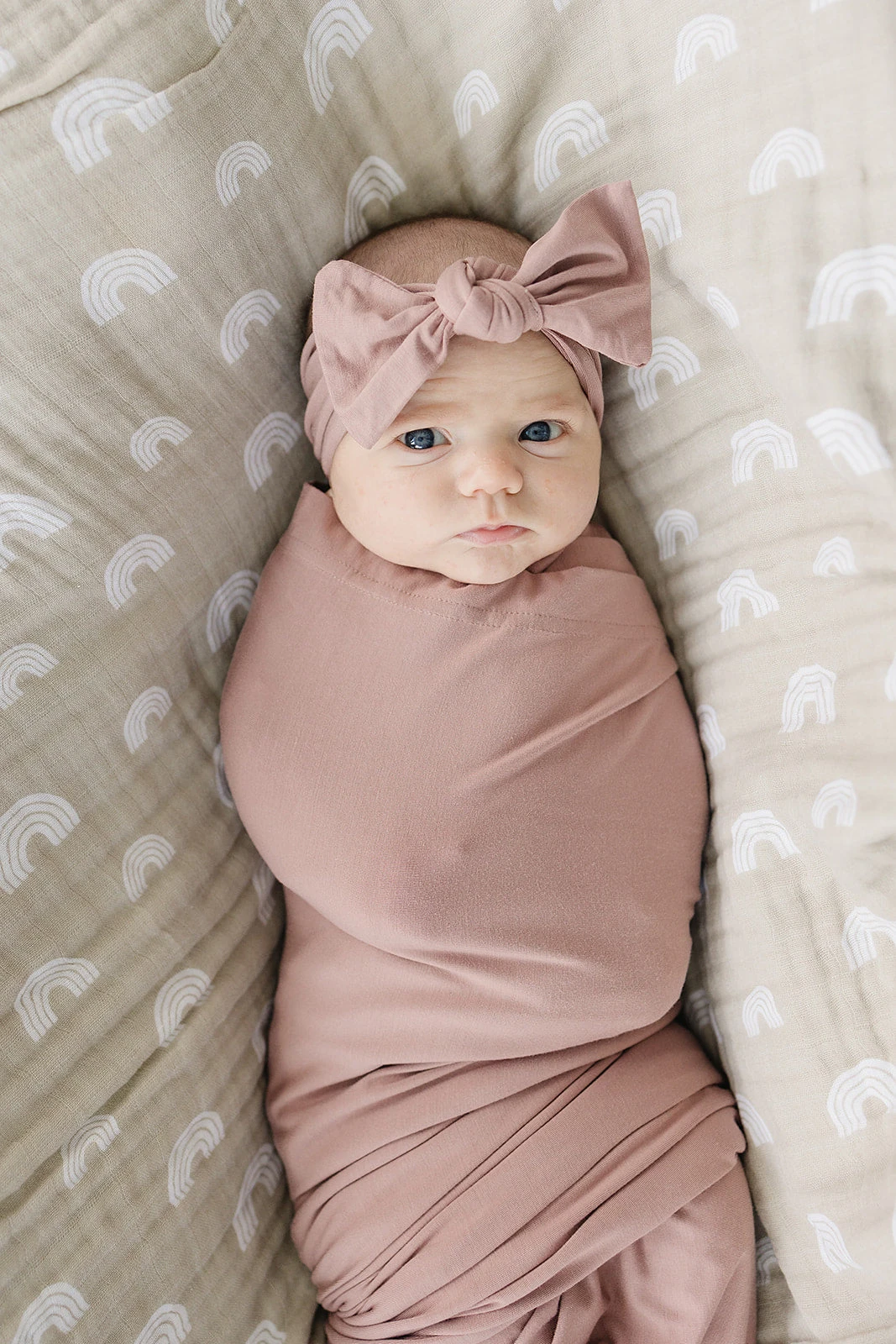 Soft Dusty Rose Bamboo Head Wrap - Adjustable Newborn to Toddler Bow 4 Soft Dusty Rose Bamboo Head Wrap - Adjustable Newborn to Toddler Bow - Image 2