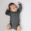 Charcoal Organic Snap Long Sleeve Ribbed Baby Bodysuit 2 Charcoal Organic Snap Long Sleeve Ribbed Baby Bodysuit -ROOLEE FASHION SHOP NEP 2333 websize 2