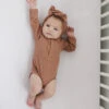 Organic Cotton Ribbed Long Sleeve Baby Bodysuit - Dusty Rose -ROOLEE FASHION SHOP NEP 2419 websize