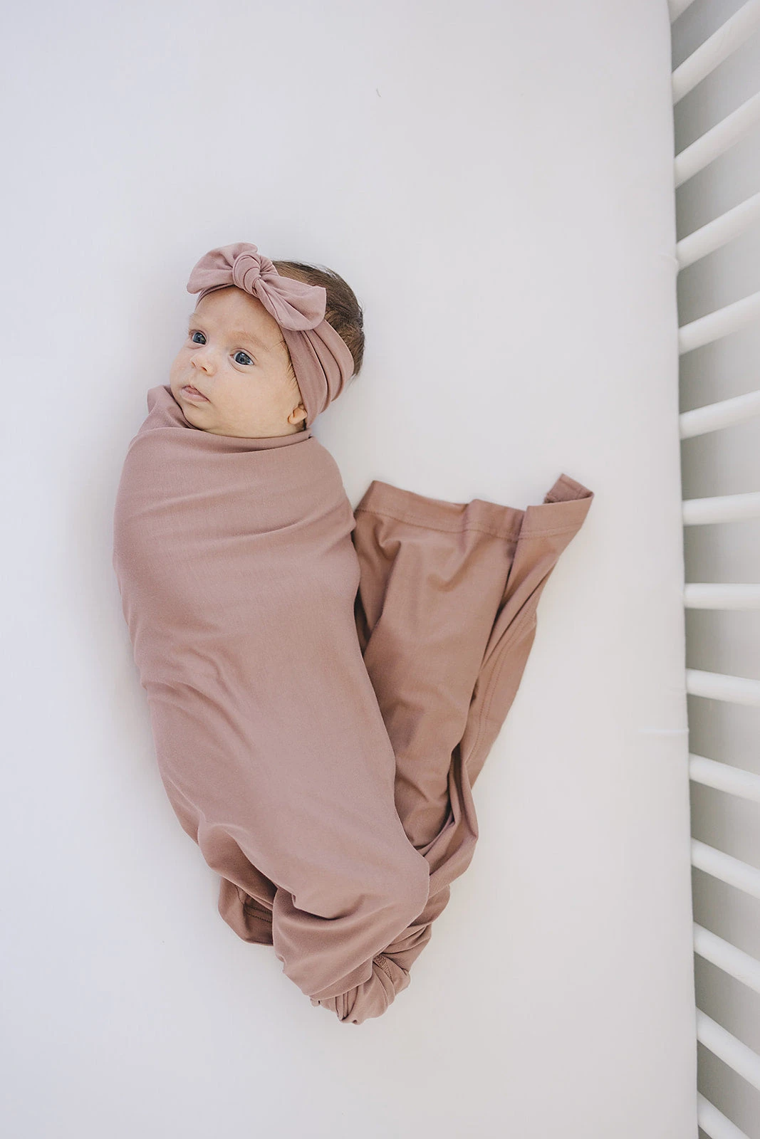 Mebie Baby Dusty Rose Bamboo Swaddle & Head Wrap Set 4 Mebie Baby Dusty Rose Bamboo Swaddle & Head Wrap Set - Image 2