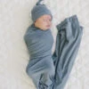 Mebie Baby Dusty Blue Bamboo Stretch Swaddle