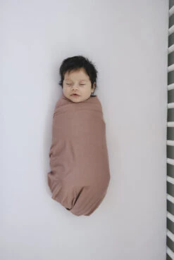 Mebie Baby Bamboo Stretch Swaddle in Dusty Rose -ROOLEE FASHION SHOP NEP 2764 2 websize