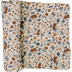 Floral Muslin Swaddle Blanket - Harvest 100% Cotton Baby Wrap -ROOLEE FASHION SHOP NEP 3013 websize