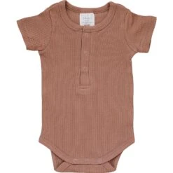 Organic Cotton Ribbed Snap Bodysuit in Dusty Rose -ROOLEE FASHION SHOP NEP 6524 websize 2