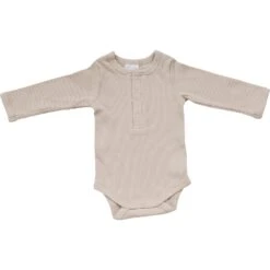 Soft Oatmeal Organic Long Sleeve Ribbed Baby Bodysuit 11 Soft Oatmeal Organic Long Sleeve Ribbed Baby Bodysuit -ROOLEE FASHION SHOP NEP 6537 websize 2