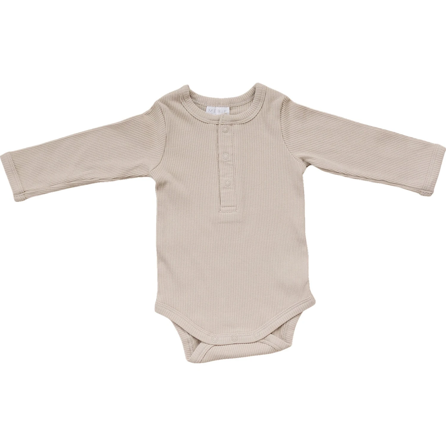 Soft Oatmeal Organic Long Sleeve Ribbed Baby Bodysuit 6 Soft Oatmeal Organic Long Sleeve Ribbed Baby Bodysuit - Image 4