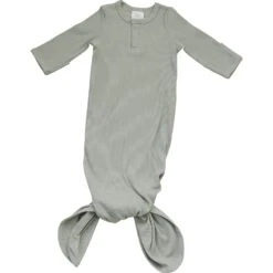 Sage Organic Cotton Ribbed Baby Knot Gown - Soft Newborn Sleeper -ROOLEE FASHION SHOP NEP 6554 websize 2